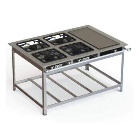 Fogão Industrial Inox 30x30 P7 4 Bocas Baixa Pressão 2 QS 2 QD com Chapa - JL Colombo