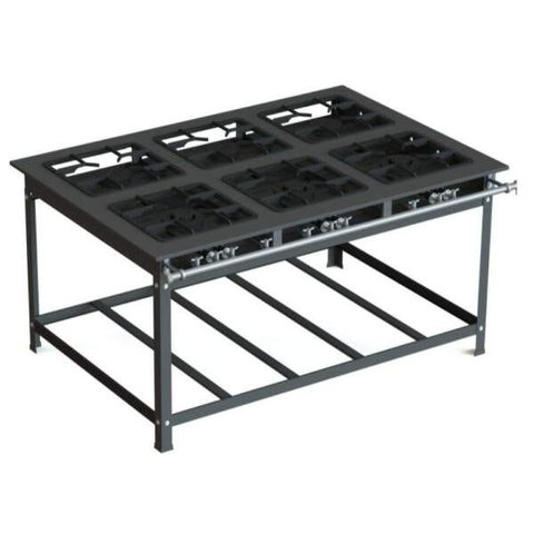 Fogão Industrial Inox 30x30 P7 6 Bocas Baixa Pressão 3 QS 3 QD - JL Colombo