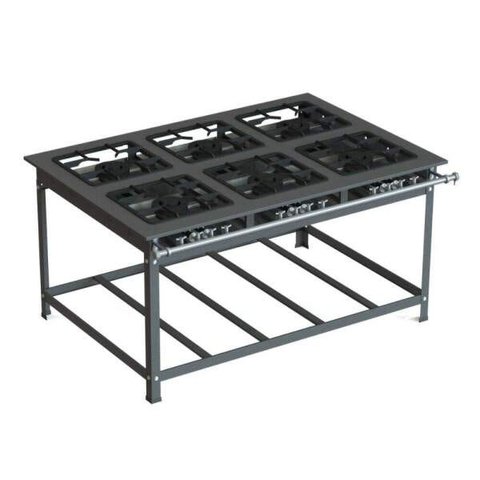 Fogão Industrial Inox 30x30 P7 6 Bocas Baixa Pressão 6 QD - JL Colombo