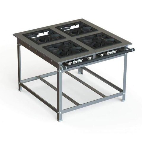 Fogão Industrial Inox 40x40 P10 4 Bocas Baixa Pressão 2 QS 2 QD - JL Colombo