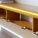 Ver imagem 7 de Painel TV 65" Suspenso 180cm com Bancada 3 Portas Basculante Levi C04 - D'Rossi