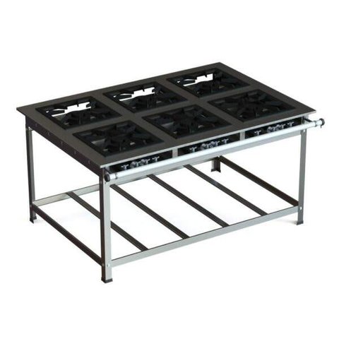 Fogão Industrial Inox 40x40 P10 6 Bocas Baixa Pressão 6 QD - JL Colombo