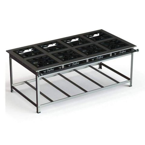 Fogão Industrial Inox 40x40 P10 8 Bocas Baixa Pressão 4 QS 4 QD - JL Colombo