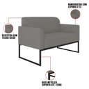 Ver imagem 3 de Kit Namoradeira e 2 Poltronas Decorativas Base Industrial Preta Maressa S08 Suede Grafite - Ibiza