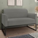 Ver imagem 2 de Kit Namoradeira e 2 Poltronas Decorativas Base Industrial Preta Maressa S08 Suede Grafite - Ibiza