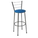 Ver imagem 1 de Banqueta Alta Cromada com Assento Azul Fortmix