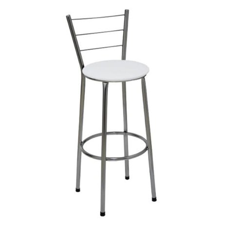 Banqueta Alta Cromada com Assento Branco Fortmix