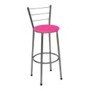 Ver imagem 1 de Banqueta Alta Cromada com Assento Rosa Fortmix