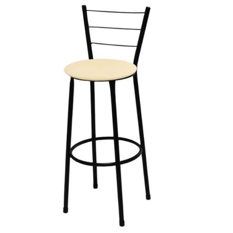 Banqueta Alta Preta com Assento Bege Fortmix