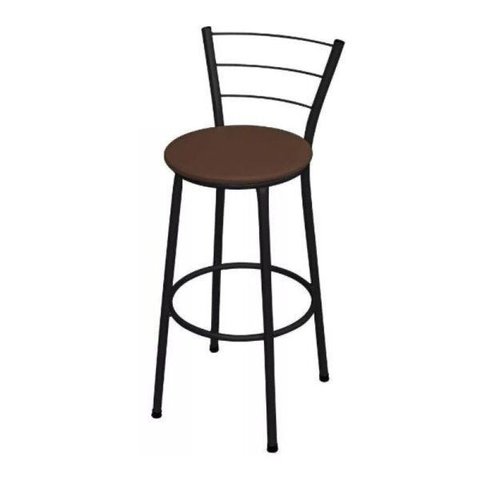 Banqueta Alta Preta com Assento Marrom Fortmix