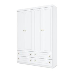 Cômoda e Guarda Roupa Infantil Americano 4 Portas Branco Hp - Henn - 2