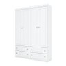 Cômoda e Guarda Roupa Infantil Americano 4 Portas Branco Hp - Henn - 2