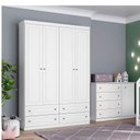 Ver imagem 1 de Cômoda e Guarda Roupa Infantil Americano 4 Portas Branco Hp - Henn