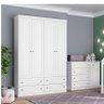Cômoda e Guarda Roupa Infantil Americano 4 Portas Branco Hp - Henn - 6