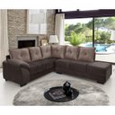 Ver imagem 1 de Sofá de Canto com Puff 5 Lugares Suede Amassado Apollo Hellen Estofados