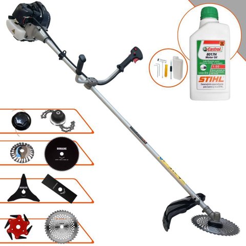 Roçadeira Completa Anmax Cg430b 43cc 1,7hp 12000rpm com Kit 8 Opções de Corte + Óleo Stihl