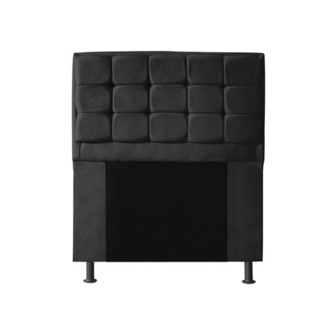 Cabeceira Copenhague Para Cama Box Solteiro 120cm com Capitonê Suede - Ecotec Decor:Preto