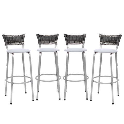 Kit 4 Banquetas Alta Vime Junco Degradê Sacada Àrea Gourmet Balcão Ilha Bancada bar piscina Cozinha