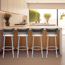 Ver imagem 6 de Kit 4 Banquetas Alta Vime Junco Degradê Sacada Àrea Gourmet Balcão Ilha Bancada bar piscina Cozinha