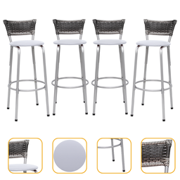 Kit 4 Banquetas Alta Vime Junco Degradê Sacada Àrea Gourmet Balcão Ilha Bancada bar piscina Cozinha - 1