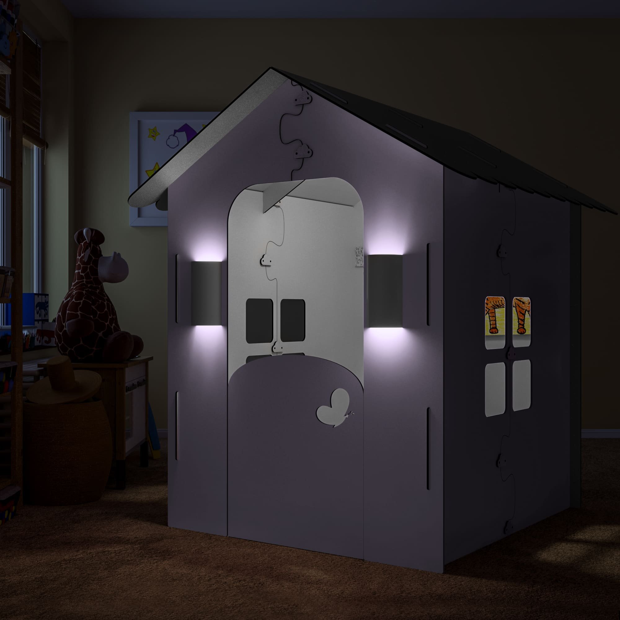 Casinha Infantil Lilás com iluminação em LED - Malu Decor - 4