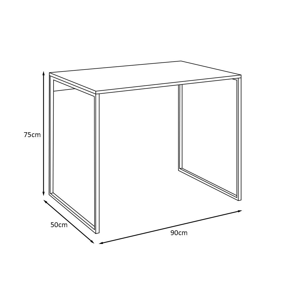 Mesa para Escritório Industrial Base Ferro Branco Tampo Mdp Branco 90x50 - 2