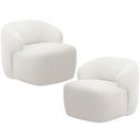 Ver imagem 1 de Kit 02 Poltronas Decorativa Fixa Orgânica para Sala Living Barolo L06 Bouclê Branco - Lyam Decor