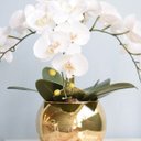 Ver imagem 7 de Arranjo de Flores Artificiais Orquídeas Silicone Brancas no Vaso Dourado