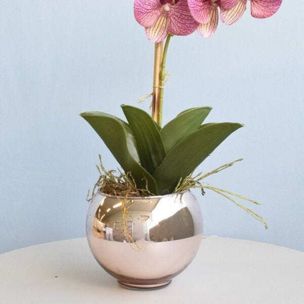 Arranjo de Orquídea Rosa 3D No Vaso Rose Gold Pequeno | Linha Permanente Formosinha - 4
