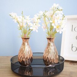 Arranjo Artificial de Flores Campo no Vaso Rose Gold Pequeno - Kit com Duas Unidades - 1