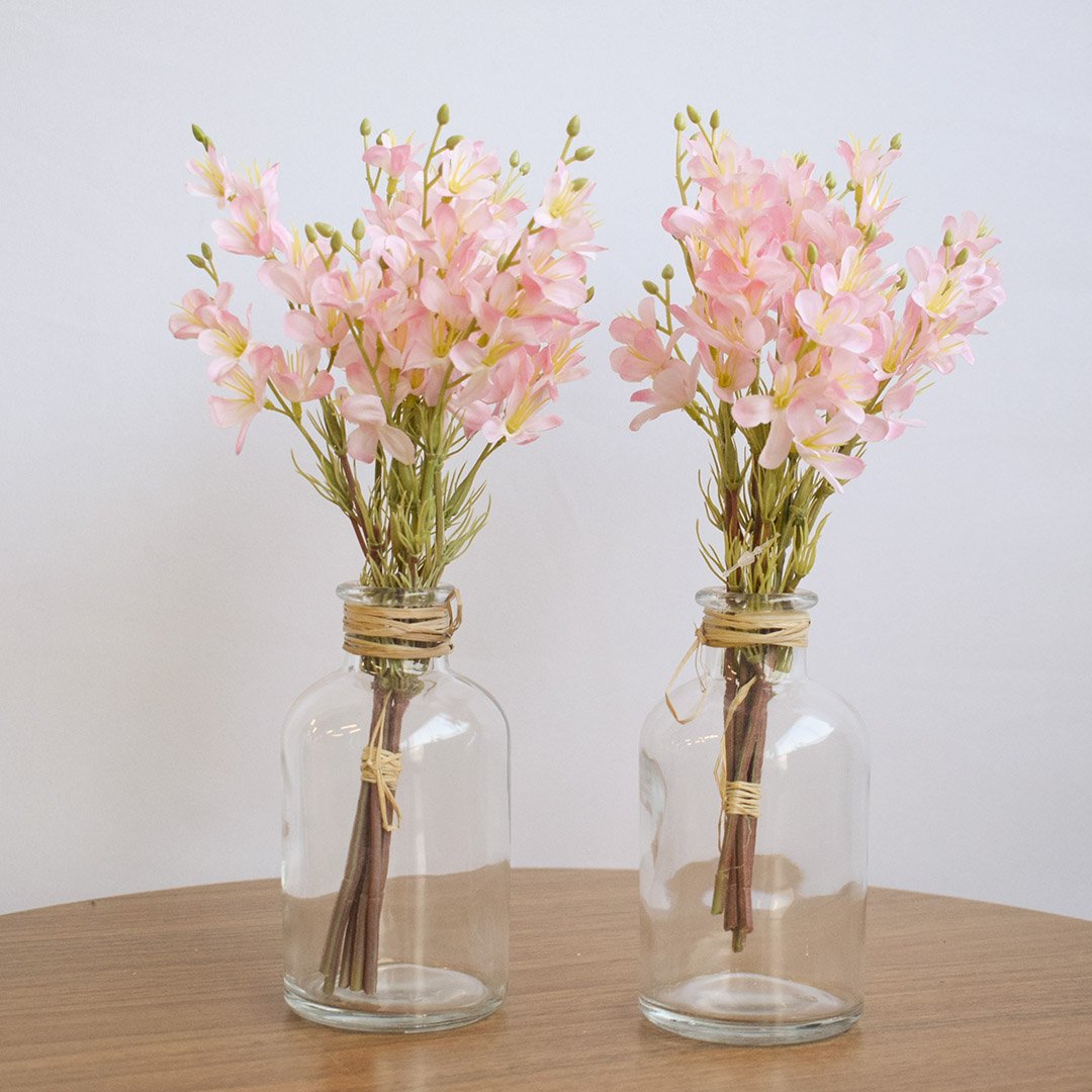 Kit com Dois Arranjos de Mini Flores no Vaso de Vidro | Linha Permanente Formosinha - 1
