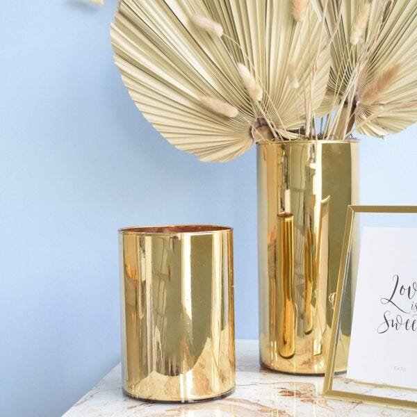 Vaso de Flores Tubo 15x20cm Dourado | Linha Vasos Decorativos Formosinha