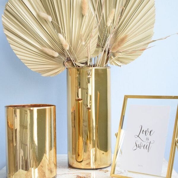 Vaso de Flores Tubo 15x30 cm Dourado | Linha Vasos Decorativos Formosinha - 1