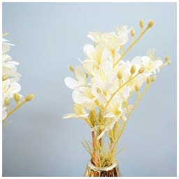 Arranjo Artificial de Flores Campo no Vaso Dourado Pequeno - Kit com Duas Unidades - 2