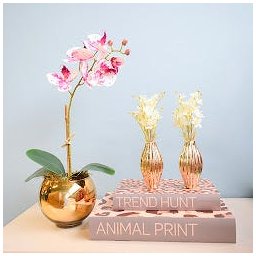 Arranjo Artificial de Flores Campo no Vaso Dourado Pequeno - Kit com Duas Unidades - 4