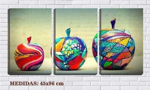 Quadro Decorativo Maçãs Coloridas Arte 45x96 - 2