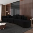 Ver imagem 2 de Sofá Curvo Decorativo Kimiko 447cm 5 Lugares Sala de Estar com Chaise Veludo Preto G52 - Gran Belo