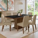 Ver imagem 1 de Conjunto Sala de Jantar Tampo de Madeira 6 Cadeiras Rustic/Preto/Imperial Grasse Madesa