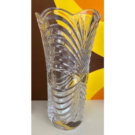 Vaso Decorativo Ondas 30cm em Vidro Lapidado Elegante Resistente