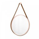 Ver imagem 1 de Espelho Decorativo Adnet Rosa Alça Corino Café 50cm Redondo