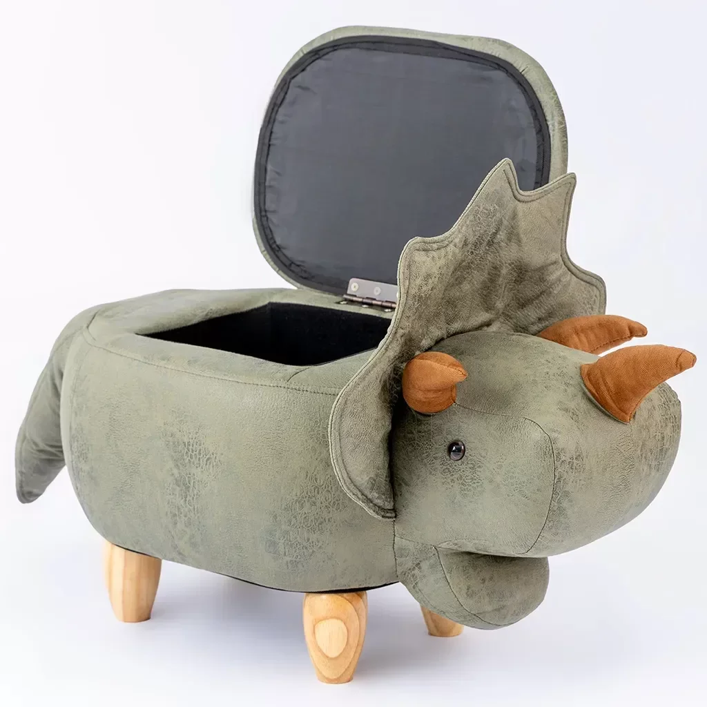 Puff Infantil Dinossauro Couro Sintético e Madeira L63xa38xc32:com - 2