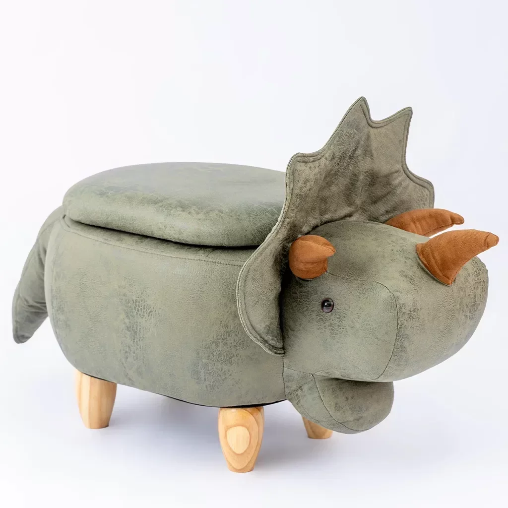 Puff Infantil Dinossauro Couro Sintético e Madeira L63xa38xc32:com - 1