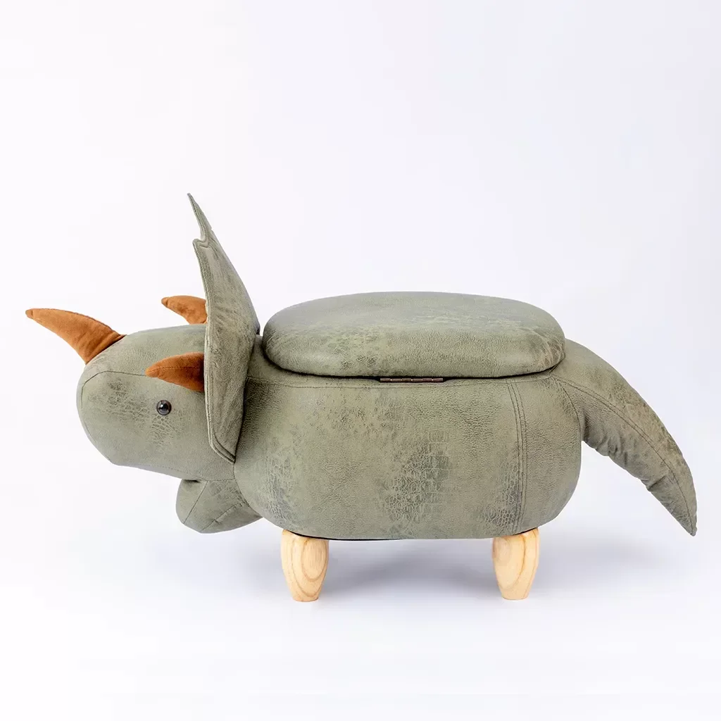 Ver imagem 5 de Puff Infantil Dinossauro Couro Sintético e Madeira L63xa38xc32:com
