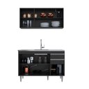 Ver imagem 1 de Kit de Cozinha Melissa com Pia e Cuba Ghelplus 120cm 6 Portas 2 Gavetas Preto Maderatto Móveis