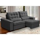 Ver imagem 2 de Sofá Retrátil Reclinável para Sala 3 Lugares 210cm Maresi F04 Veludo Cinza Escuro - Lyam Decor