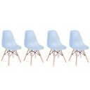 Ver imagem 1 de Conjunto 4 Cadeiras Eiffel com Base em Madeira – Azul Or Design