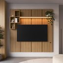 Ver imagem 1 de Painel para TV até 55 Polegadas com LED 1 Prateleira e 4 Nichos Multimóveis Crpro-PTV024 Mel