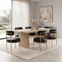 Ver imagem 1 de Cadeira Sala Jantar Margara Kit 6 Base Aço Dourado PU D03 - D'Rossi