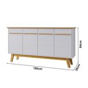 Ver imagem 4 de Aparador Buffet Opala 4 Portas com Pés de Madeira Maciça Cinamomo/Off-White