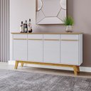 Ver imagem 2 de Aparador Buffet Opala 4 Portas com Pés de Madeira Maciça Cinamomo/Off-White